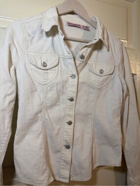 White Button-Front Shirt Jacket - western style